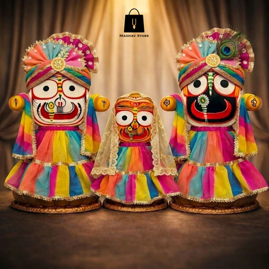 Rangotsav Rainbow Poshak | Festival special Premium Summer Dress with Turbans and Chandrika for Jagannath Baladeva Subhadra