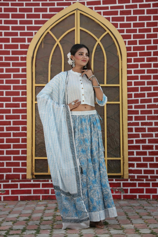 Blue & White Gopi Dress