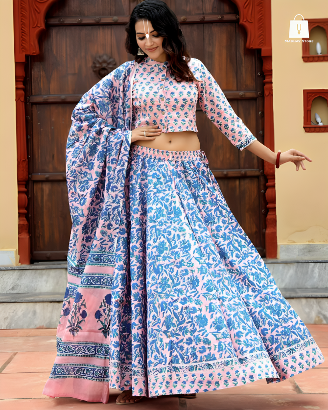 Bhavatarini Blue-peach | Gopi dress collection