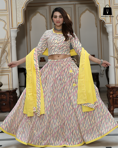 Liladhar Lemon ivory multicolor | Gopi dress collection