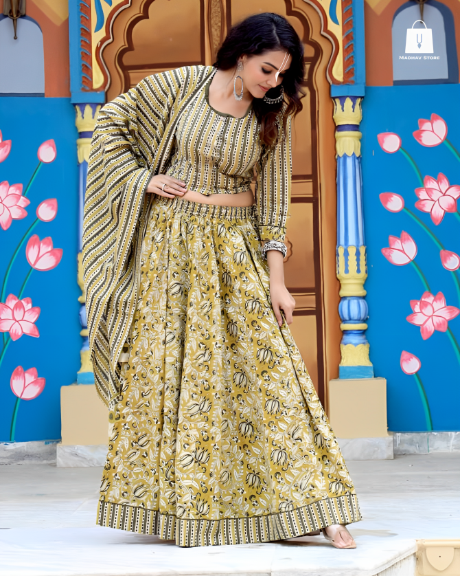 Ojasvi olive mustard| Gopi dress collection