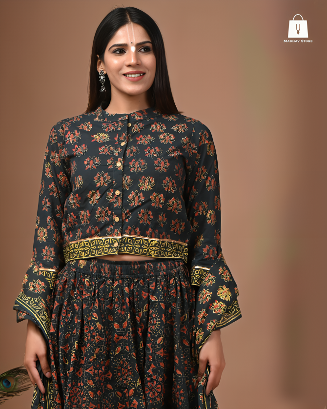 Barane Ma Barsaane waali Black olive | Gopi dress collection – Madhav Store