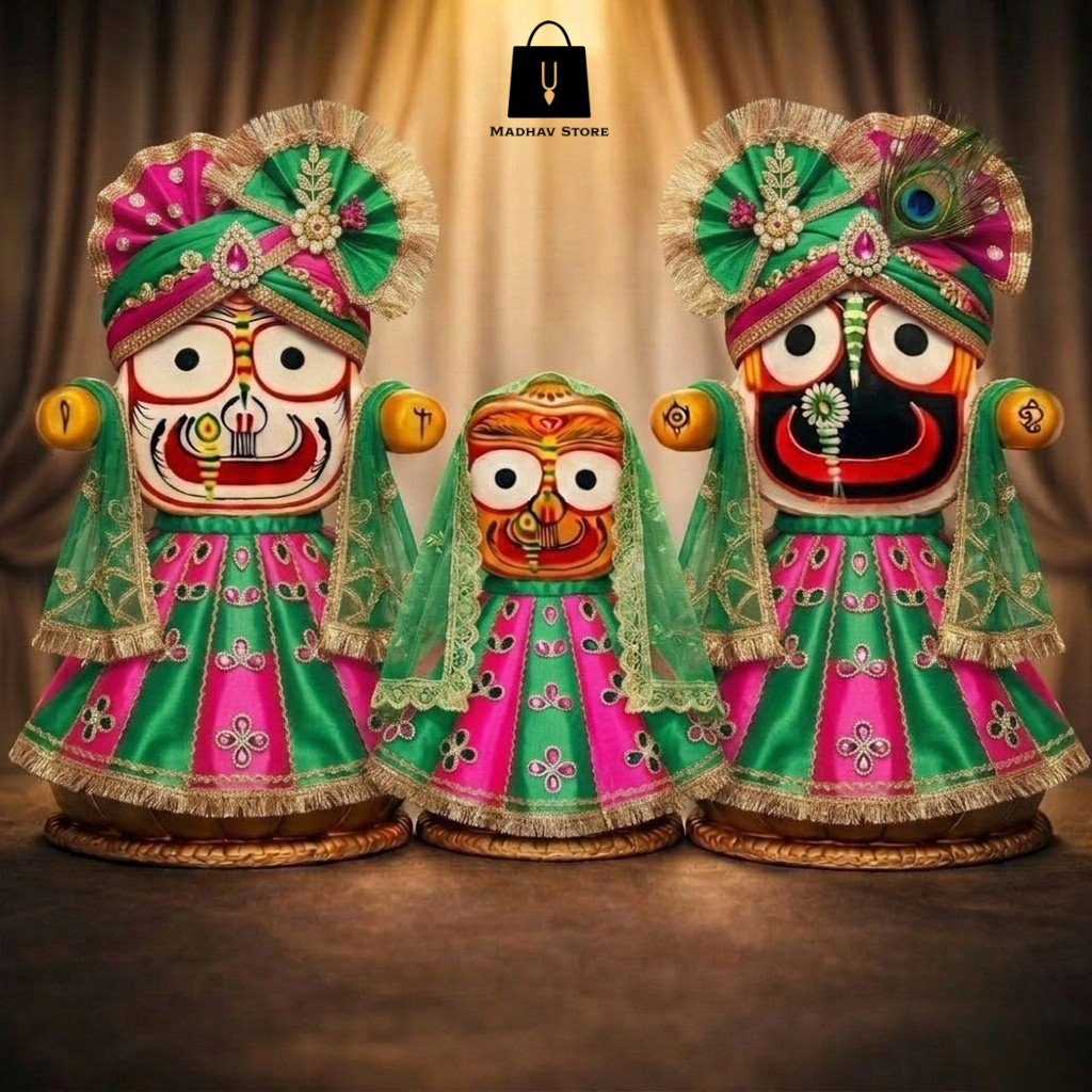 Vana mohini Shringar | Janmashtami special Premium Dress with Turbans and Chandrika for Jagannath Baladeva Subhadra