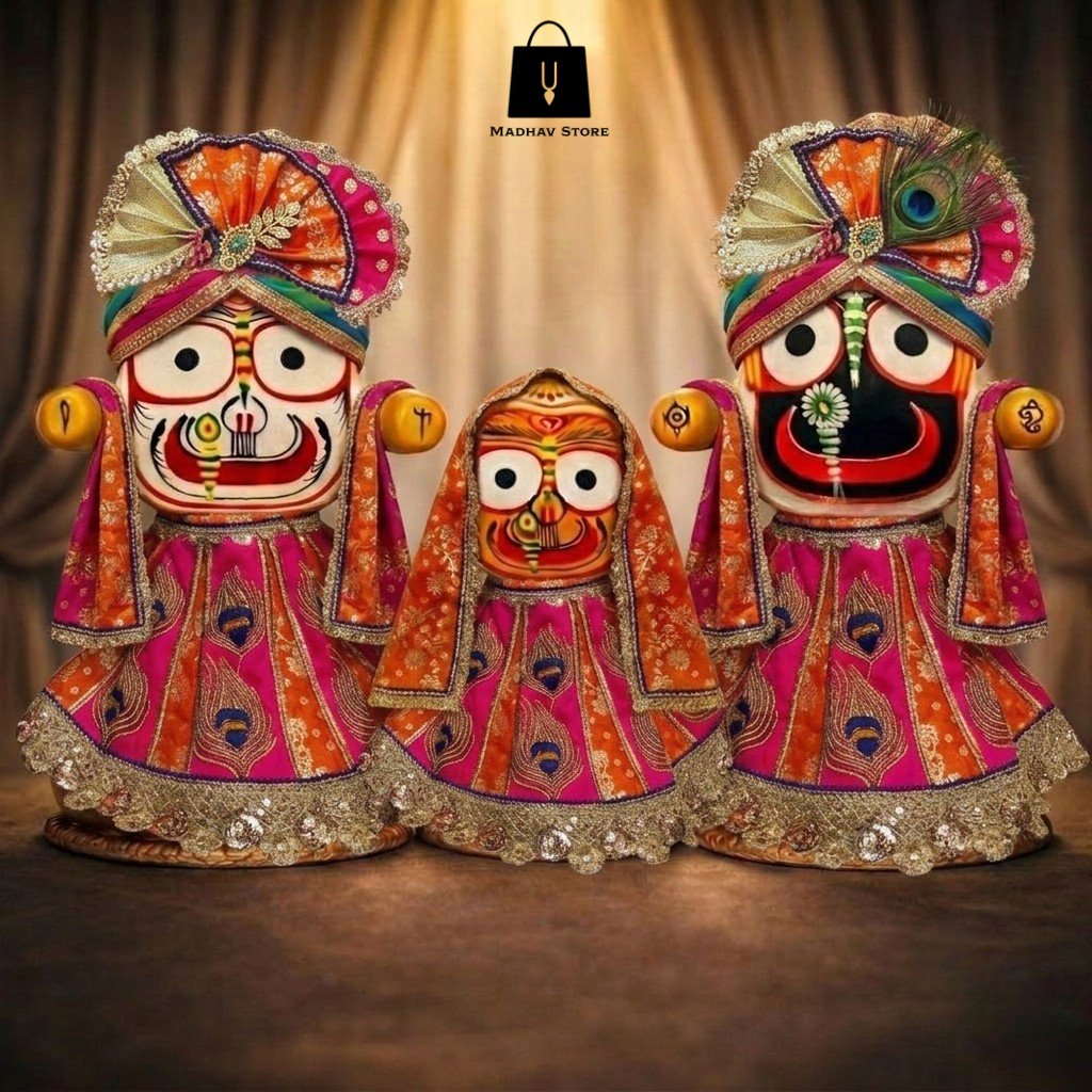 Yamuna neel Shringar | Janmashtami special Premium Dress with Turbans and Chandrika for Jagannath Baladeva Subhadra