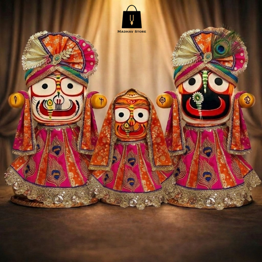 Yamuna neel Shringar | Janmashtami special Premium Dress with Turbans and Chandrika for Jagannath Baladeva Subhadra