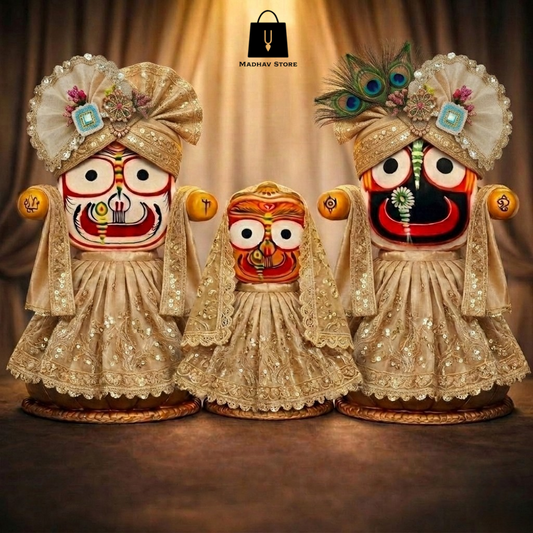 Suvarna Mahotsav Shringar | Janmashtami special Premium Dress with Turbans and Chandrika for Jagannath Baladeva Subhadra