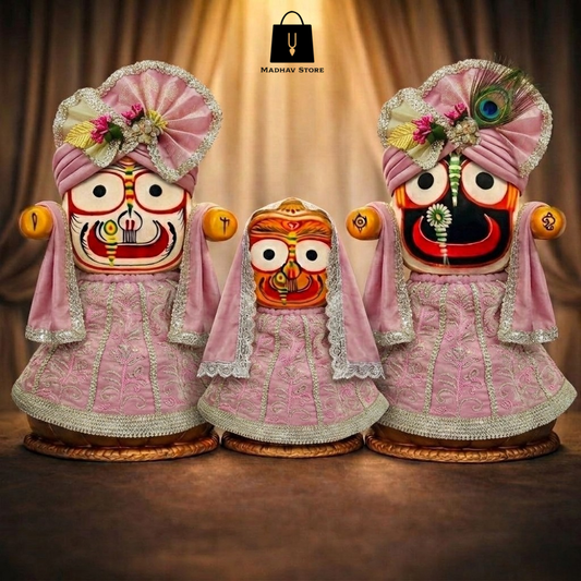 Vraja Pushpa Shringar | Janmashtami special Premium Dress with Turbans and Chandrika for Jagannath Baladeva Subhadra