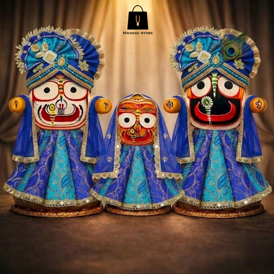 Yamuna tarang Shringar | Janmashtami special Premium Dress with Turbans and Chandrika for Jagannath Baladeva Subhadra