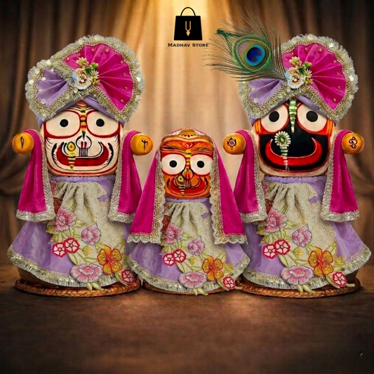 Madhavi pushpa Shringar | Janmashtami special Premium Dress with Turbans and Chandrika for Jagannath Baladeva Subhadra