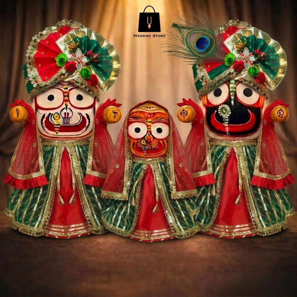 Vaibhav Vastra Shringar | Janmashtami special Premium Dress with Turbans and Chandrika for Jagannath Baladeva Subhadra