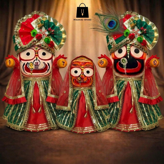 Vaibhav Vastra Shringar | Janmashtami special Premium Dress with Turbans and Chandrika for Jagannath Baladeva Subhadra
