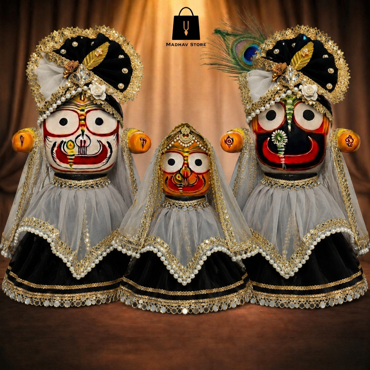 Midnight Majesty | Janmashtami special Premium Dress with Turbans and Chandrika for Jagannath Baladeva Subhadra