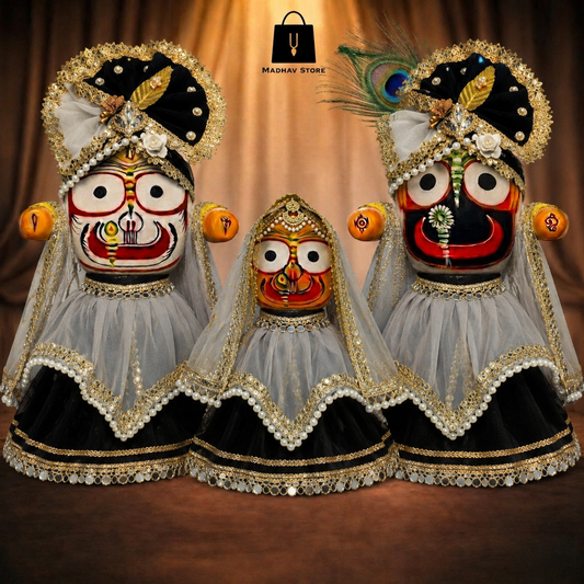 Midnight Majesty | Janmashtami special Premium Dress with Turbans and Chandrika for Jagannath Baladeva Subhadra