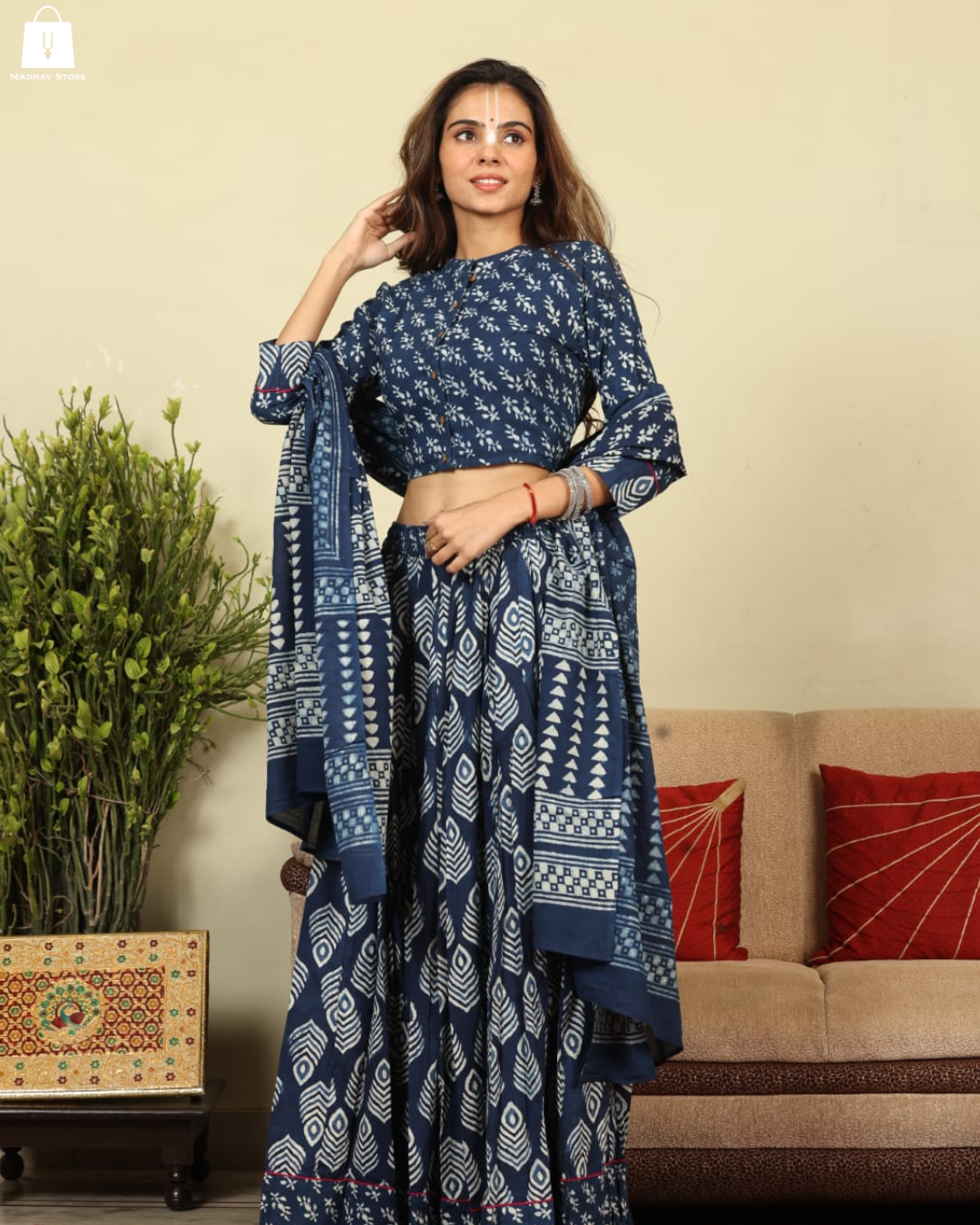 Elegant French Navy Blue Gopi Dress