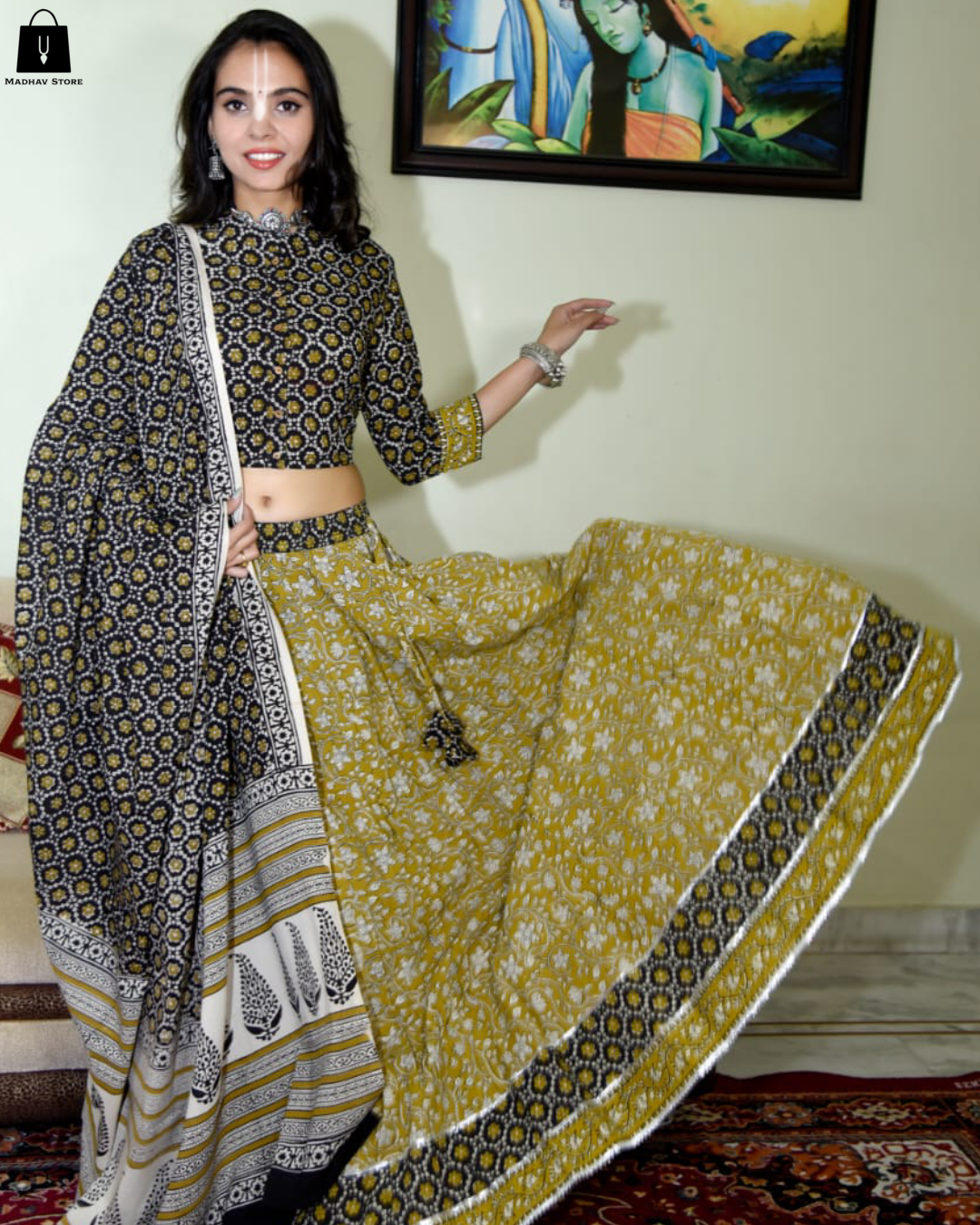 Flaunt your devotion | Green and Black Gopi Dress