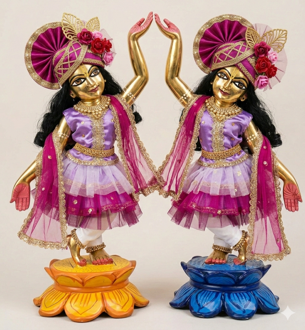 Orchid Dream Dress with shawl | Silk with net heavy dress for Gaura Nitai with heavy Pagdi