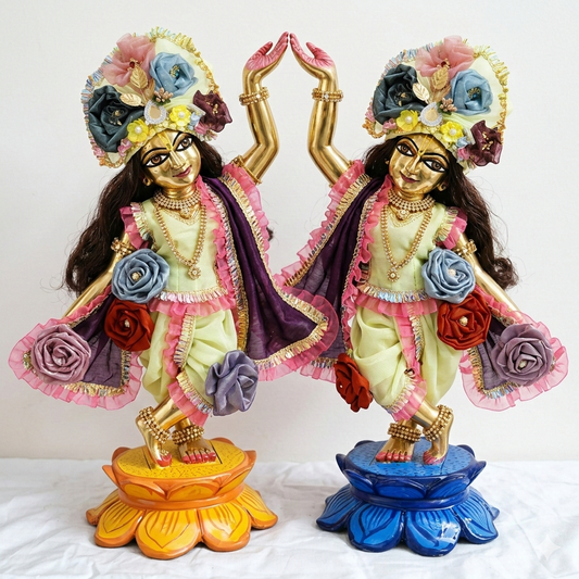 Pushpa-vilas Silk Phulwari Poshak | Festive special silk hand embroidery heavy dress for Gaura Nitai with heavy Pagdi