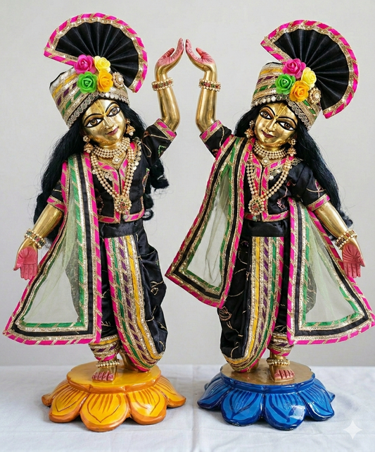 Midnight Chronicles poshak with Shawls | hand embroidery heavy dress for Gaura Nitai with heavy Pagdi