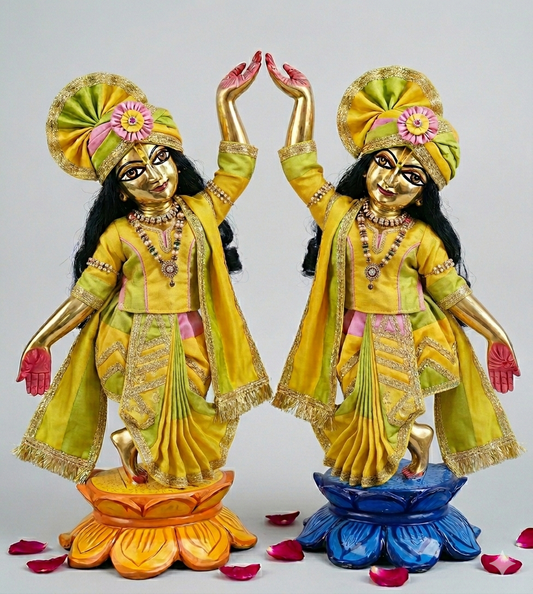 Gaura Nitai Pushpa Utsav | silk heavy dress for Radha Krishna with heavy Pagdi
