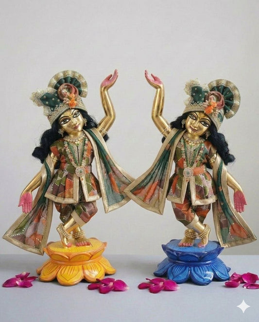 Vanmali Ritu Poshak | silk hand embroidery heavy dress for Gaura Nitai with heavy Pagdi