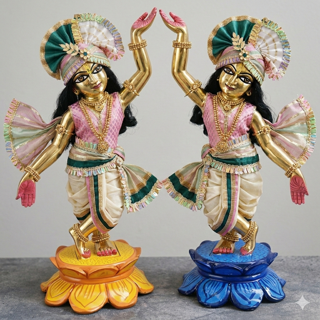 Gaura Prema Vasant Silk Couture Poshak | festive special silk hand embroidery heavy dress for Gaura Nitai with heavy Pagdi