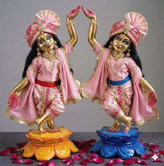 Gulabi Rasa | hand embroidery heavy dress for Gaura Nitai with heavy Pagdi