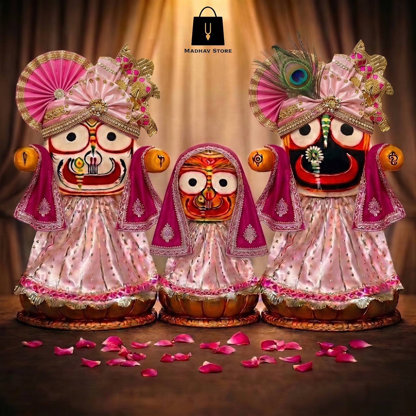Prem Ras Shringar | Festival special Premium Silk Dress with Turbans and Chandrika for Jagannath Baladeva Subhadra