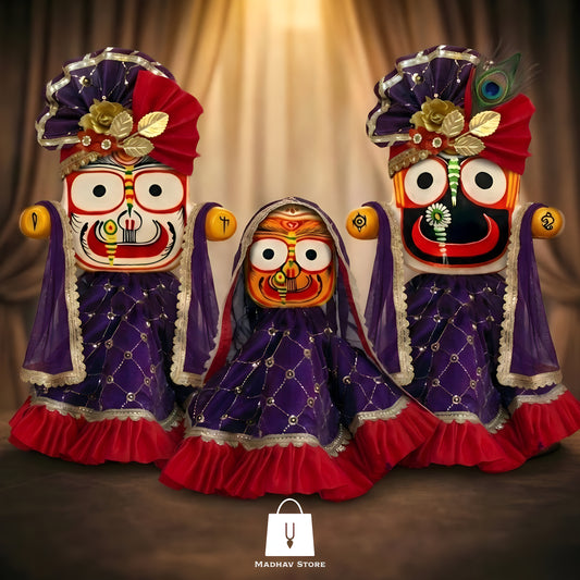 Ratna Raj Shringar | Festival special Premium Silk Dress with Turbans and Chandrika for Jagannath Baladeva Subhadra