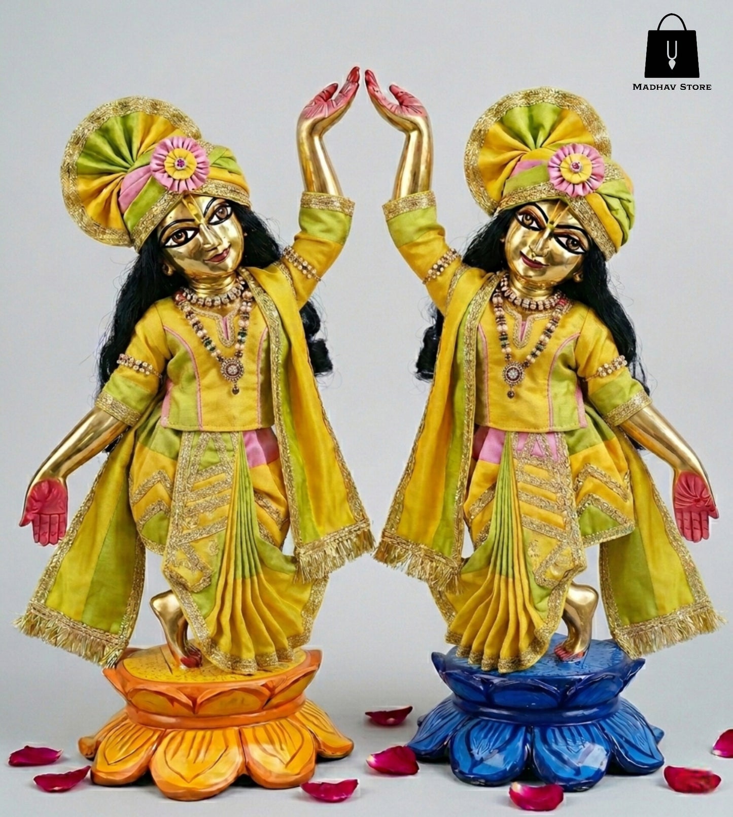 Gaura Nitai Pushpa Utsav | silk heavy dress for Radha Krishna with heavy Pagdi