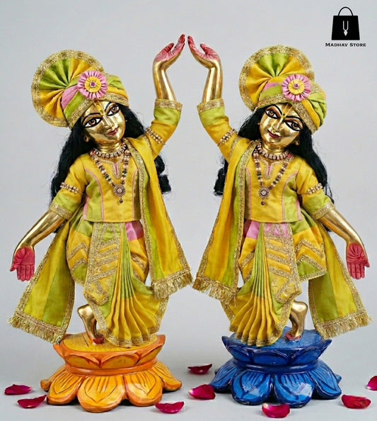Gaura Nitai Pushpa Utsav | silk heavy dress for Radha Krishna with heavy Pagdi