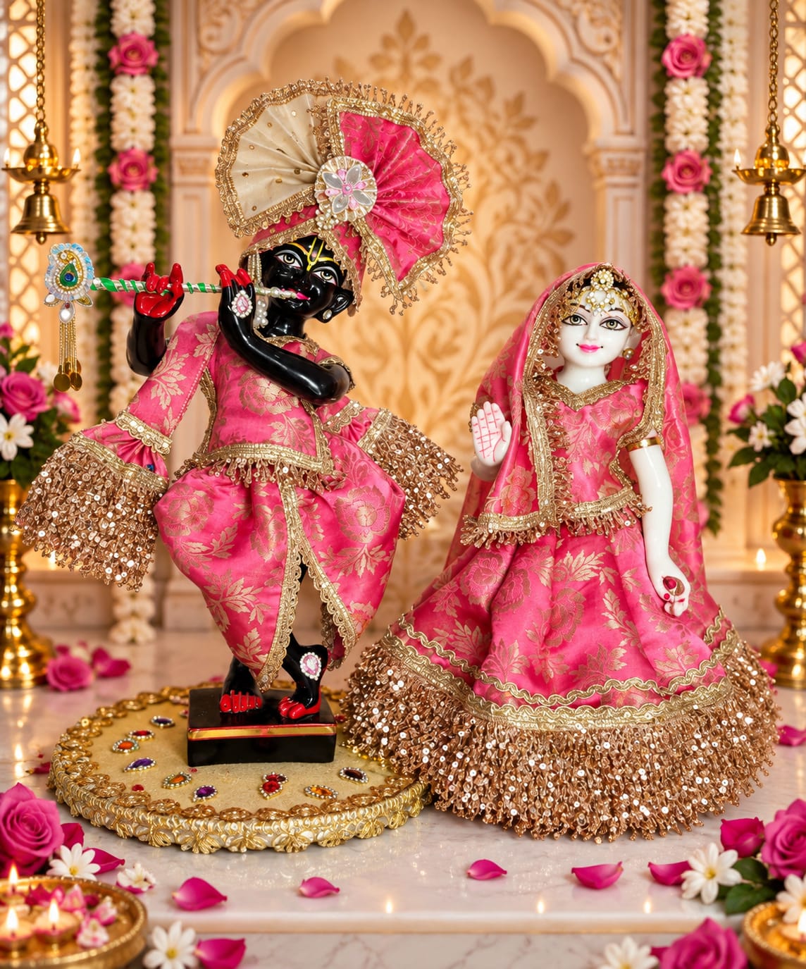 Jhulan Gulabi | Premium dress for Radha Krishna