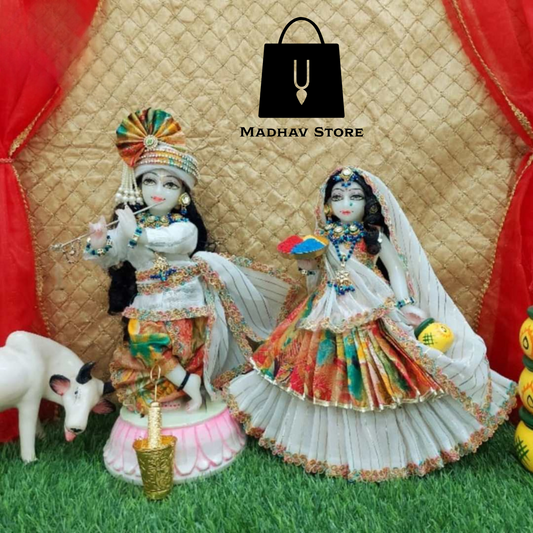 Vrindavan Gwala style colourful Holi Dress for Radha Krishna with Pagdi
