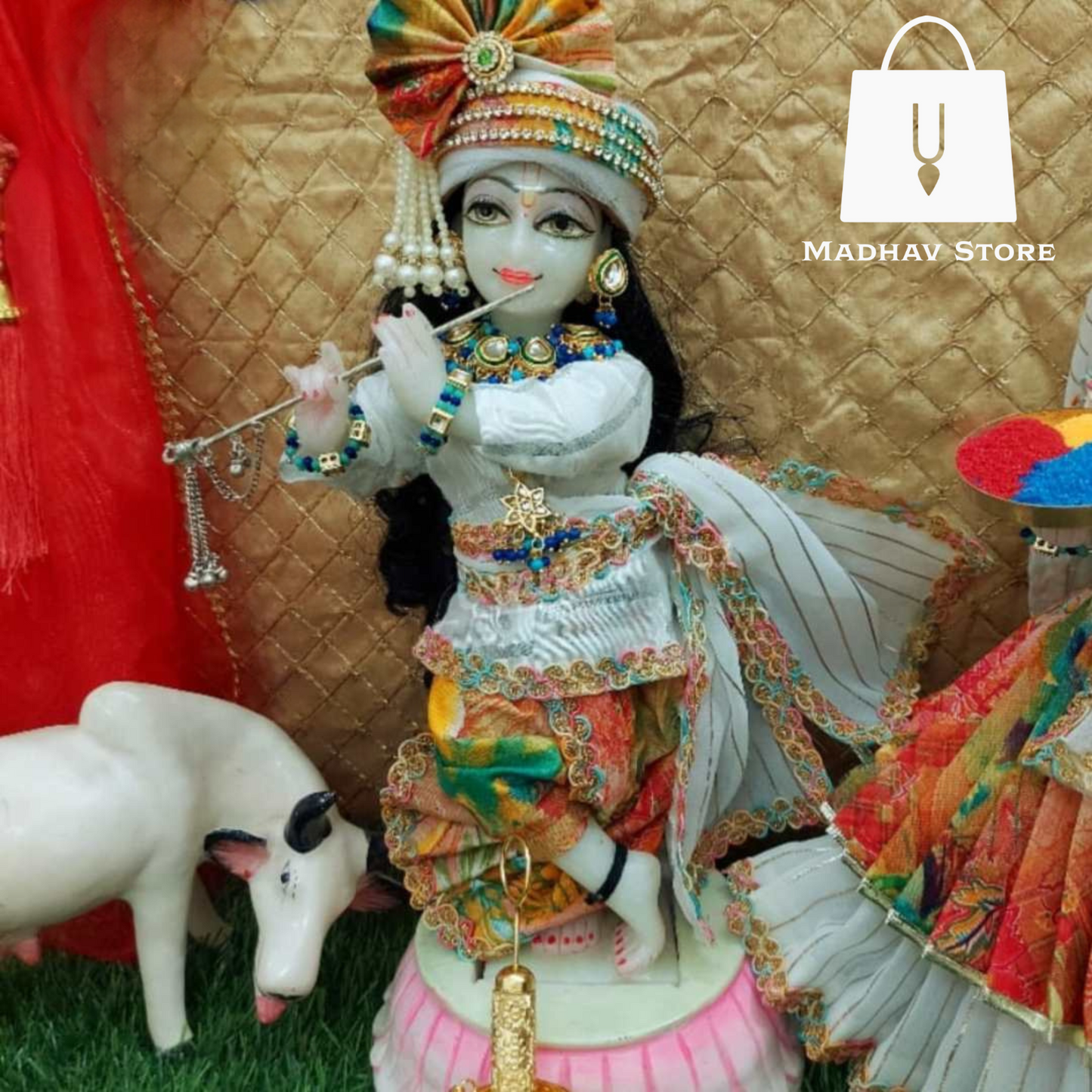 Vrindavan style colourful Dress for Radha Krishna