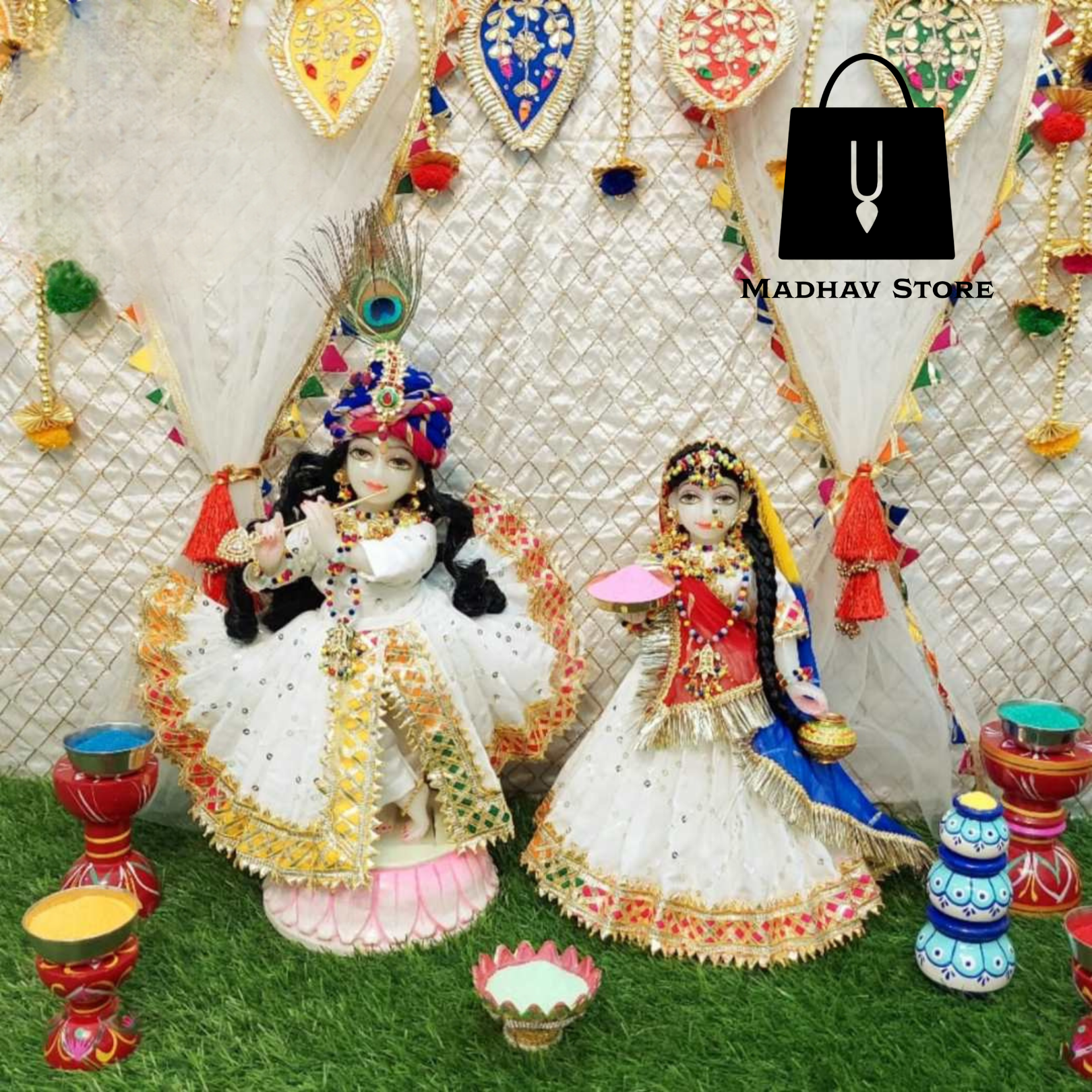 Radha Krishna Dress - Ram Sita Dress for Standing Idol Figure Festive