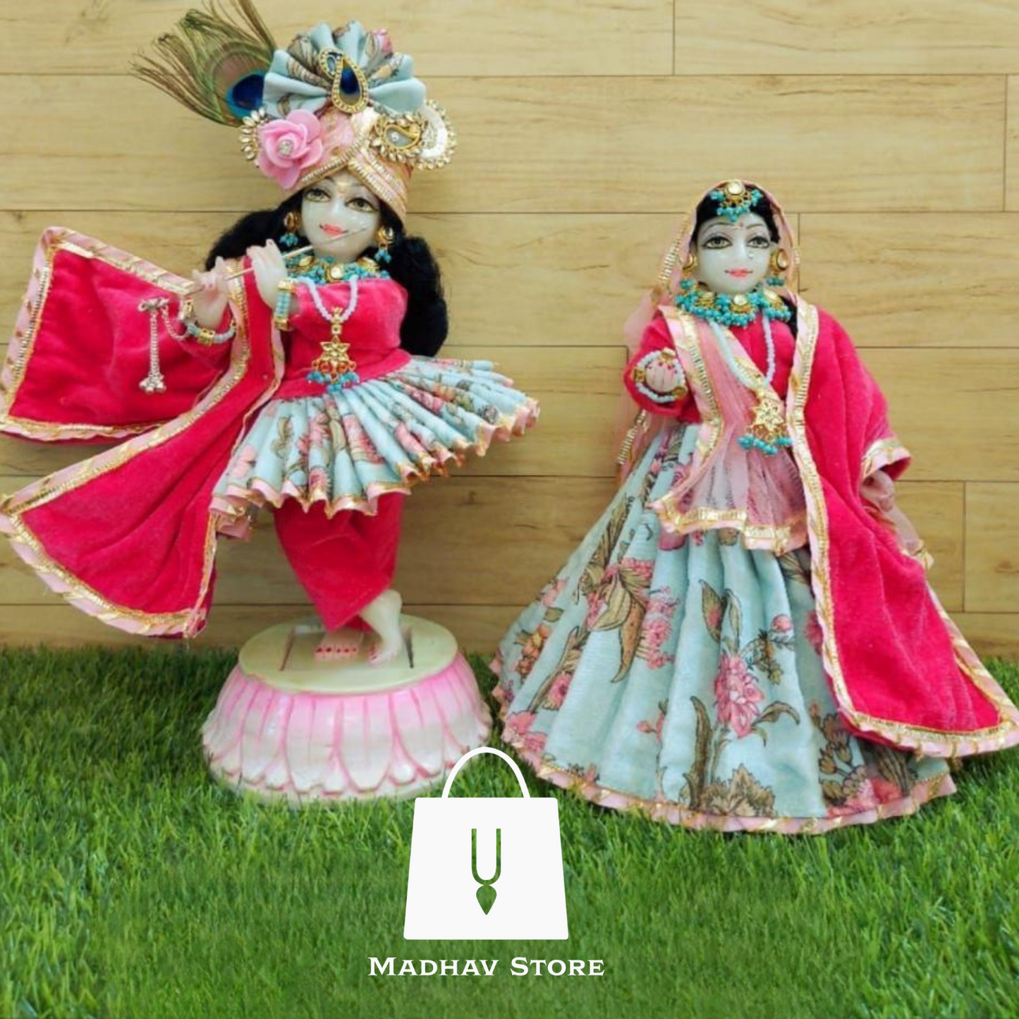 Pink Velvet Winter Special Attire for Radha Krishna