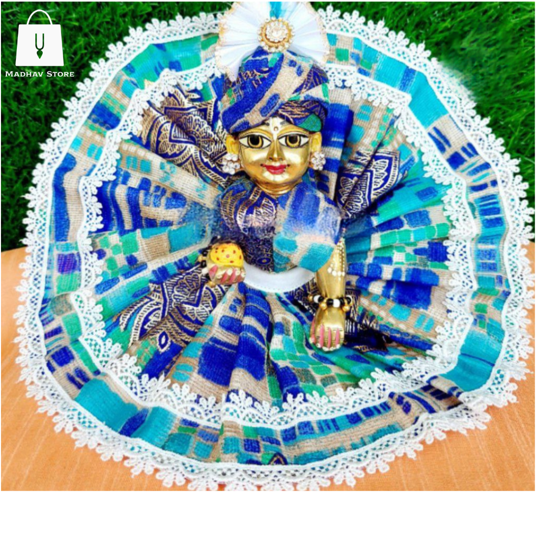 Blue Cotton Summer Dress with Pagdi for Laddu Gopal