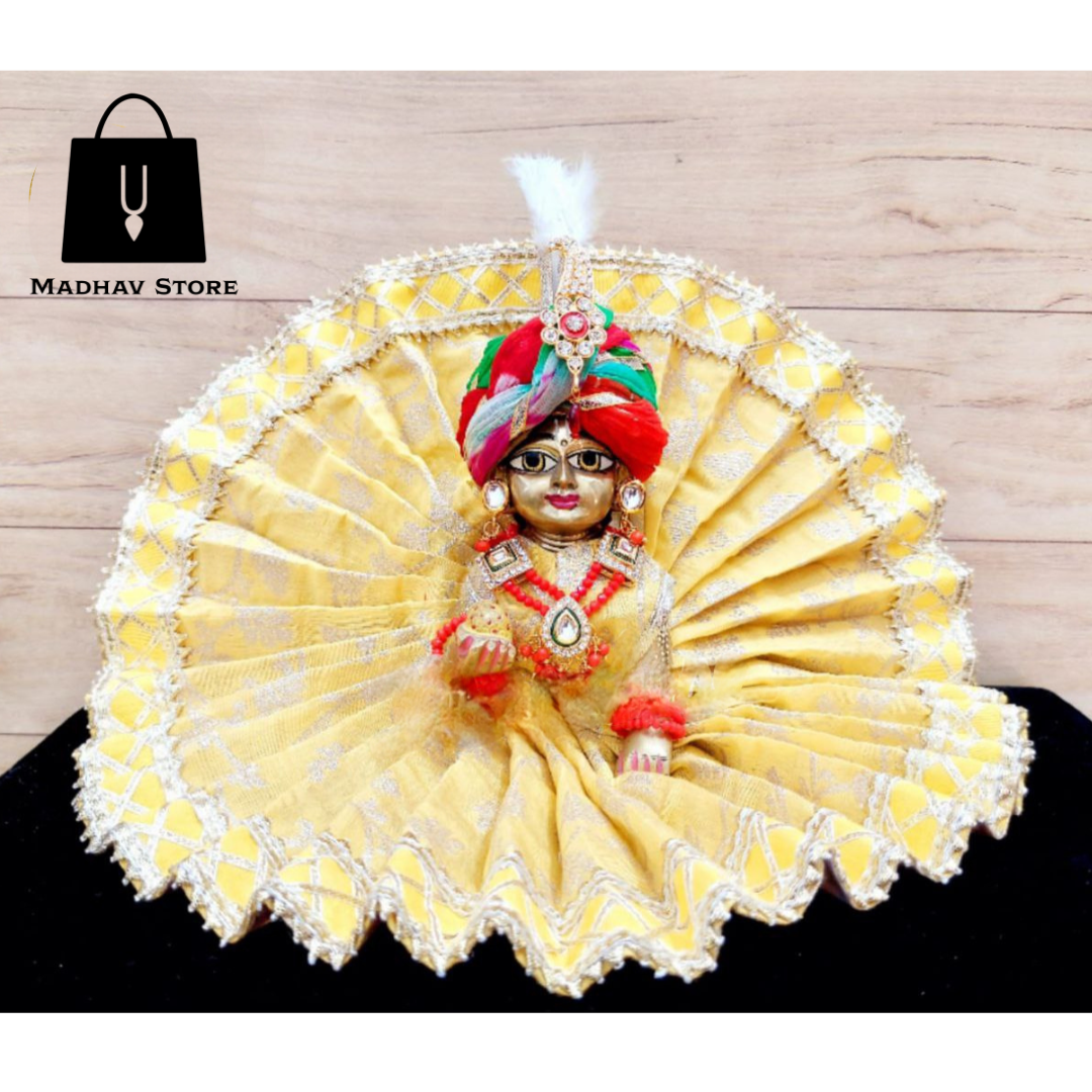 Yellow Rajasthan Traditional Dress with pagdi for Laddu Gopal