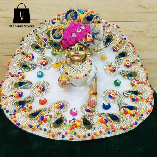 White Mor pankh Dress for Laddu Gopal