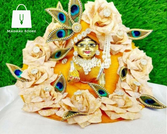 Mustard Yellow Peacock Dress for Laddu Gopal