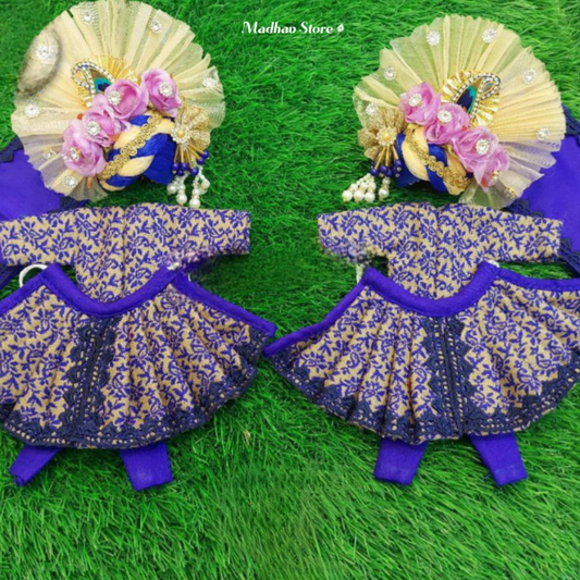 Blue Delight Dress for Gaura Nitai with heavy pagdi for both