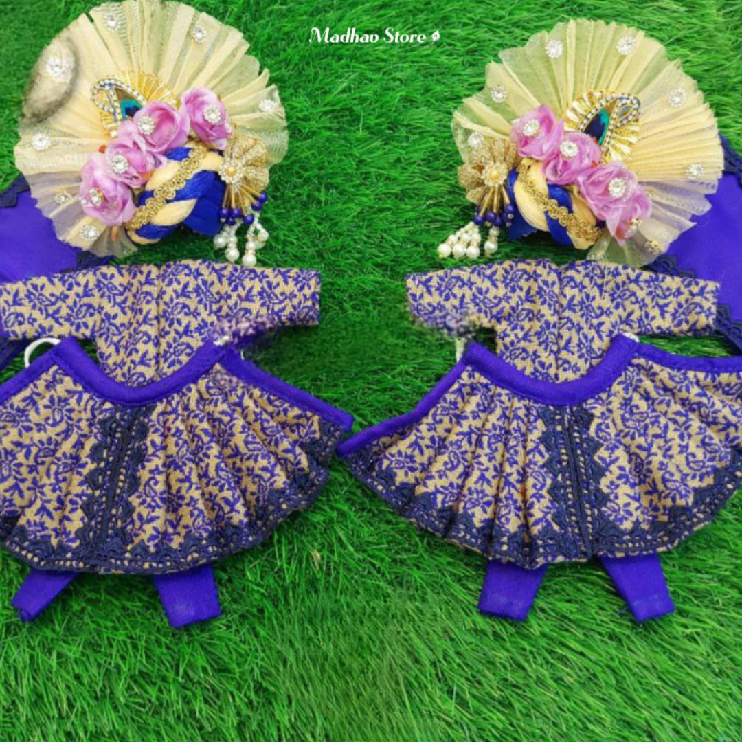 Blue Delight Dress for Gaura Nitai with heavy pagdi for both