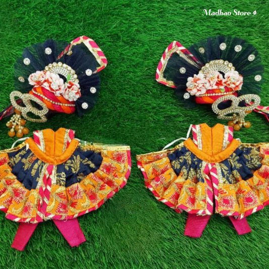Black & Yellow Festival Dress for Gaura Nitai with heavy pagdi for both