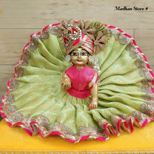 Pista & Rani Banarasi Silk Dress with pagdi for Laddu Gopal