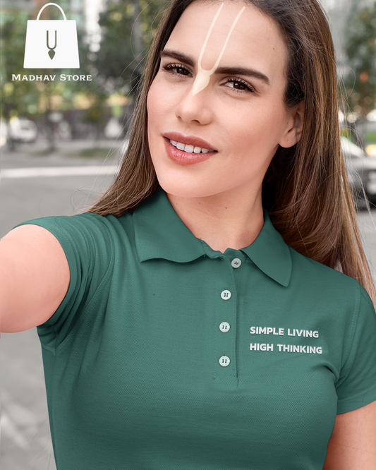 Simple Living High Thinking Classic Polo Tshirt for Women