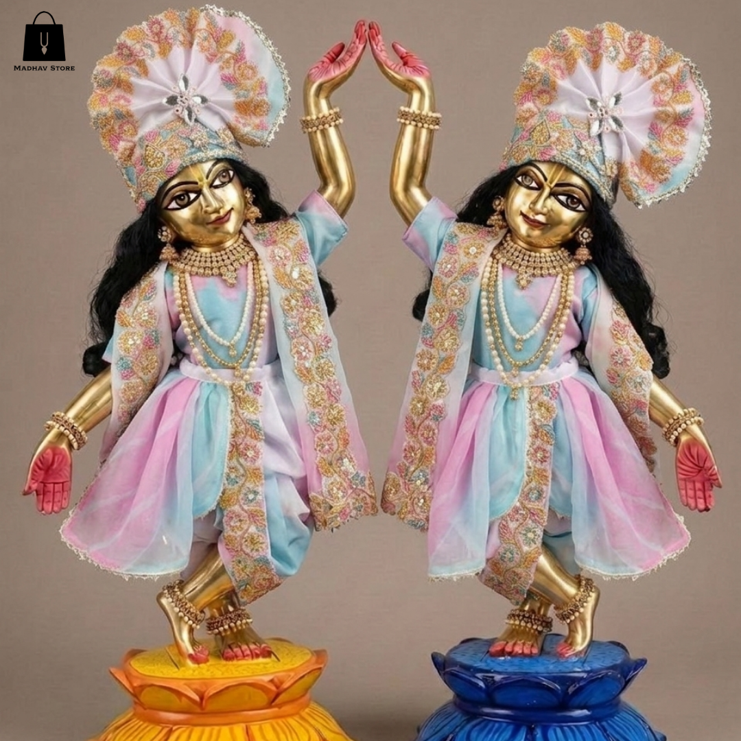 Pastel Paradise Panihati Premium Cotton dress set for Gaura Nitai with heavy Turban