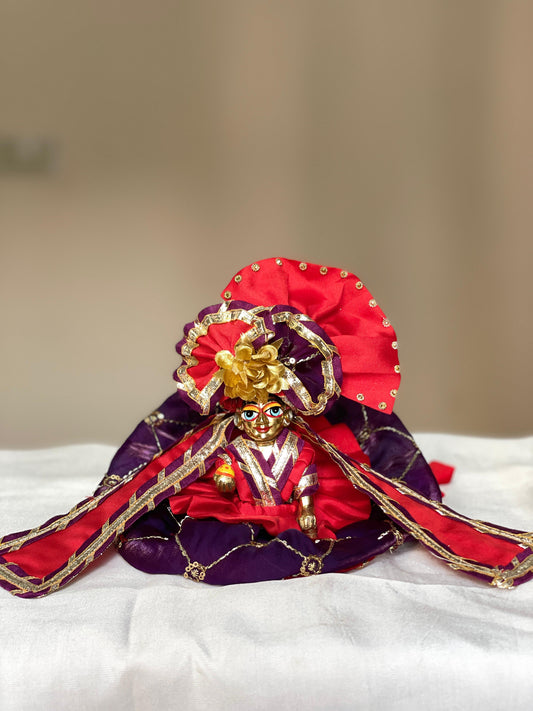 Mangalmaya Vastra Silk handwork Poshak with heavy pagdi for Laddu Gopal