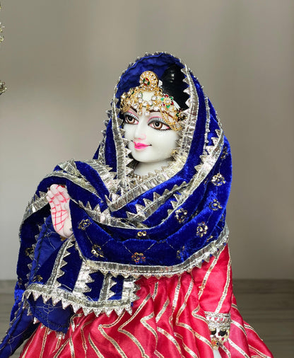 Rajwada Winter Shringaar Set with winter Shawls | hand embroidery heavy dress for Radha Krishna with heavy Pagdi