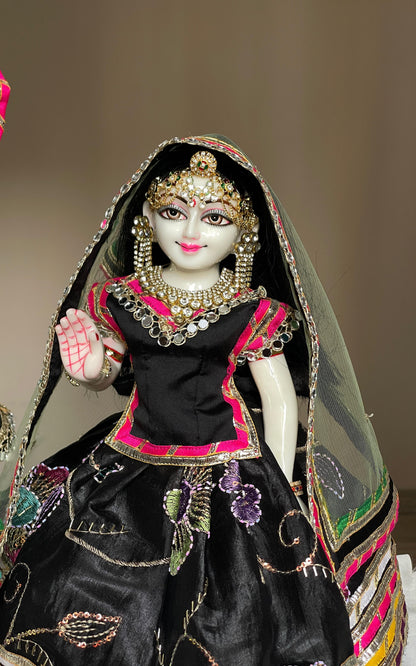 Midnight Maharani Winter poshak with warm Shawls | hand embroidery heavy dress for Radha Krishna with heavy Pagdi