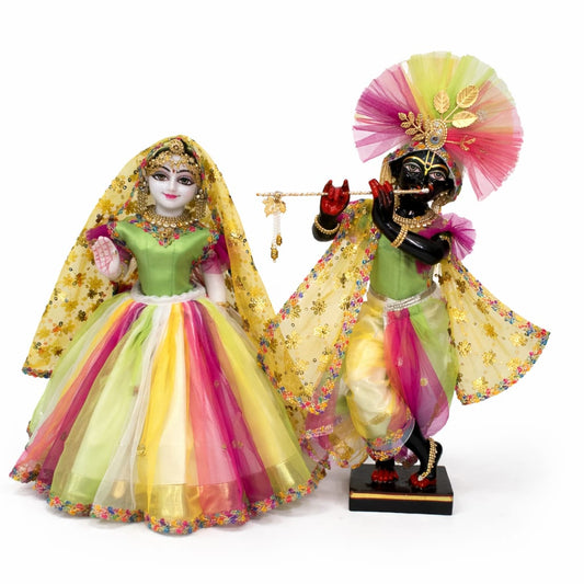 Vraja-Ratna Zari Premium Silk Holi Poshak | Holi special silk hand embroidery heavy dress for Radha Krishna with heavy Pagdi