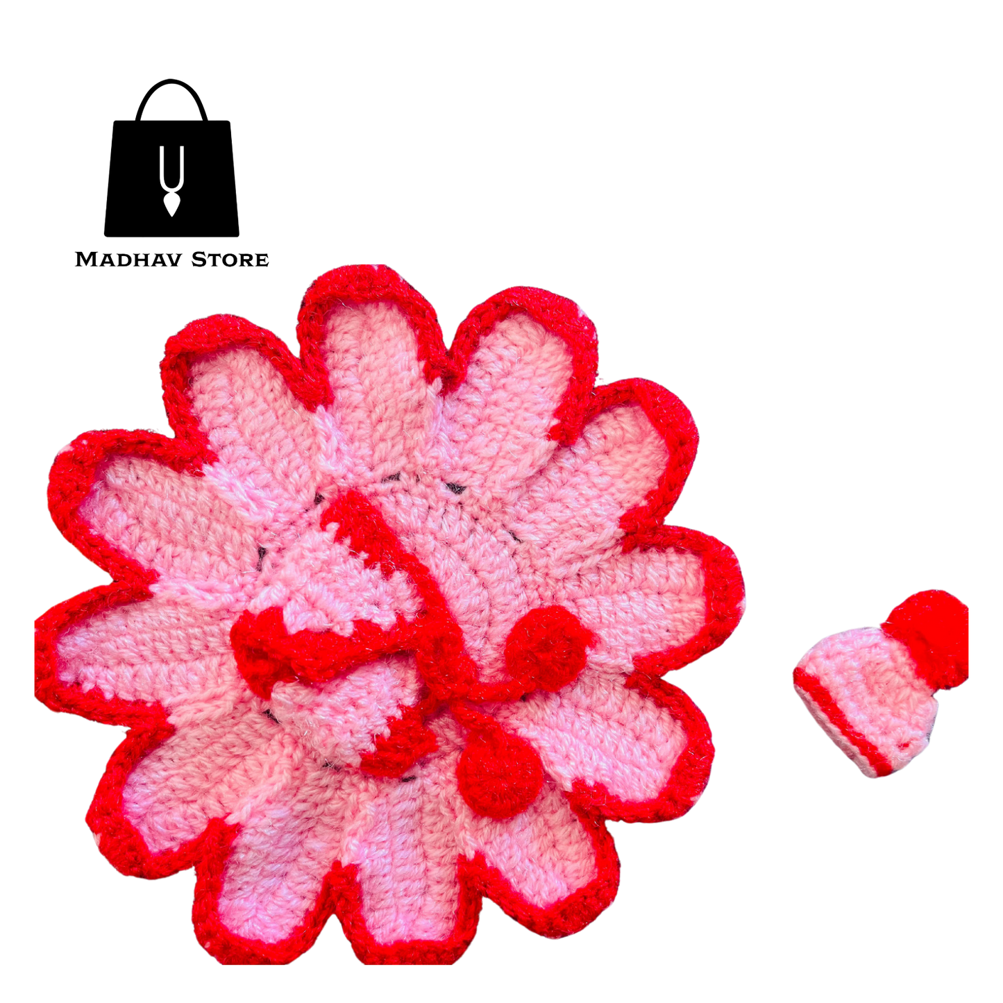 Pink & Red Hand stitched woolen Winter Special Dress for Laddu gopal